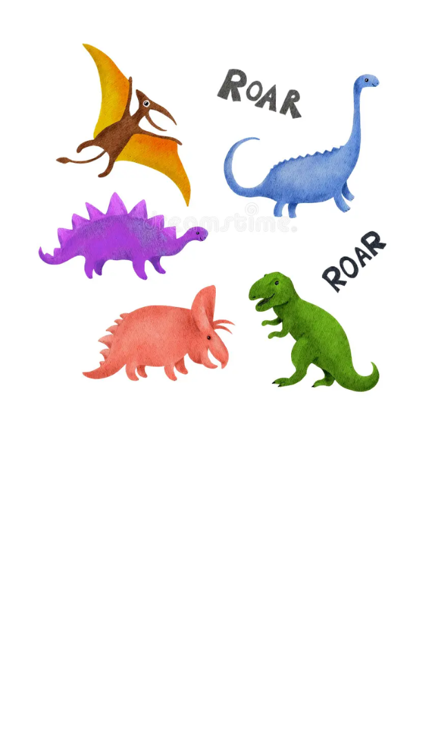colorful Dinosaurs with the words roar