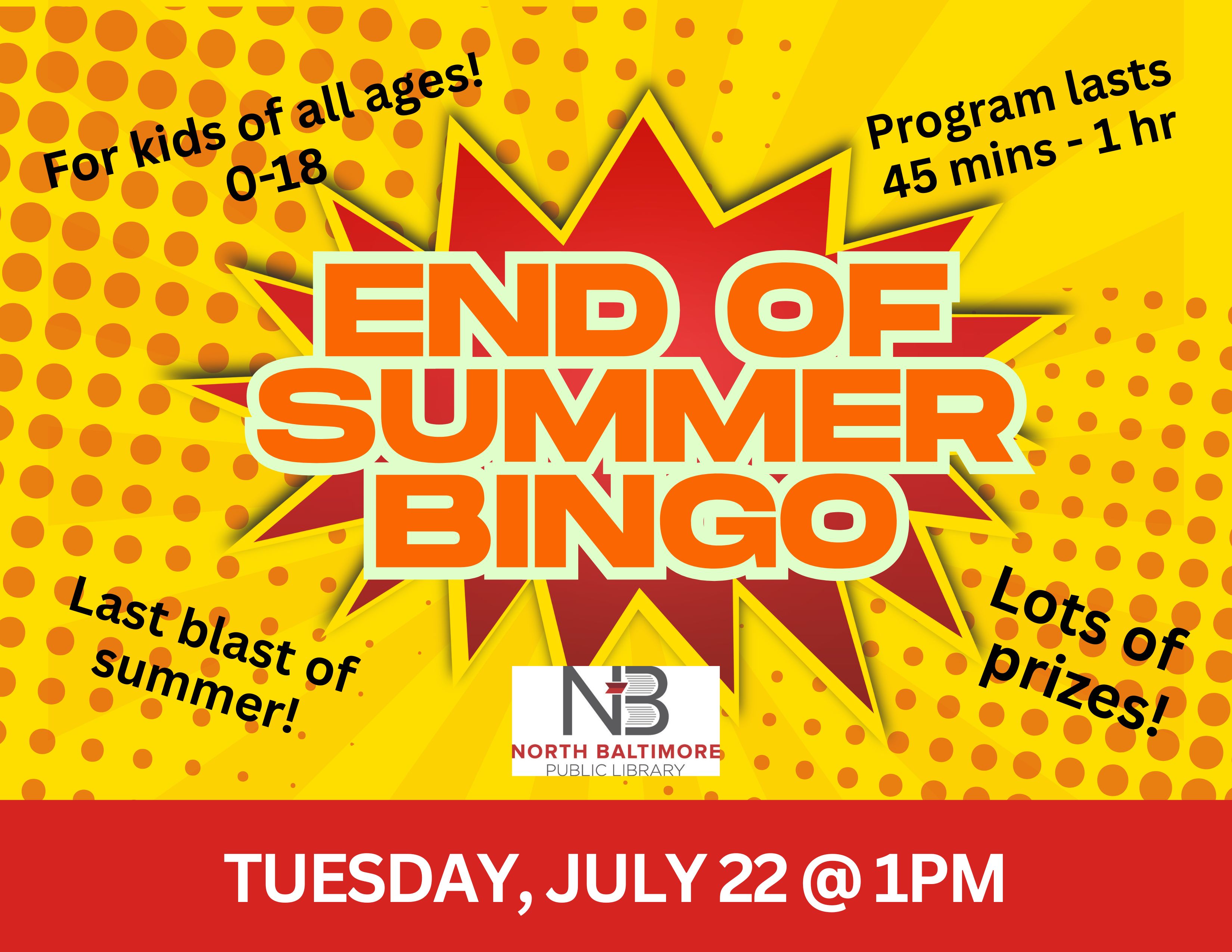 end of summer bingo