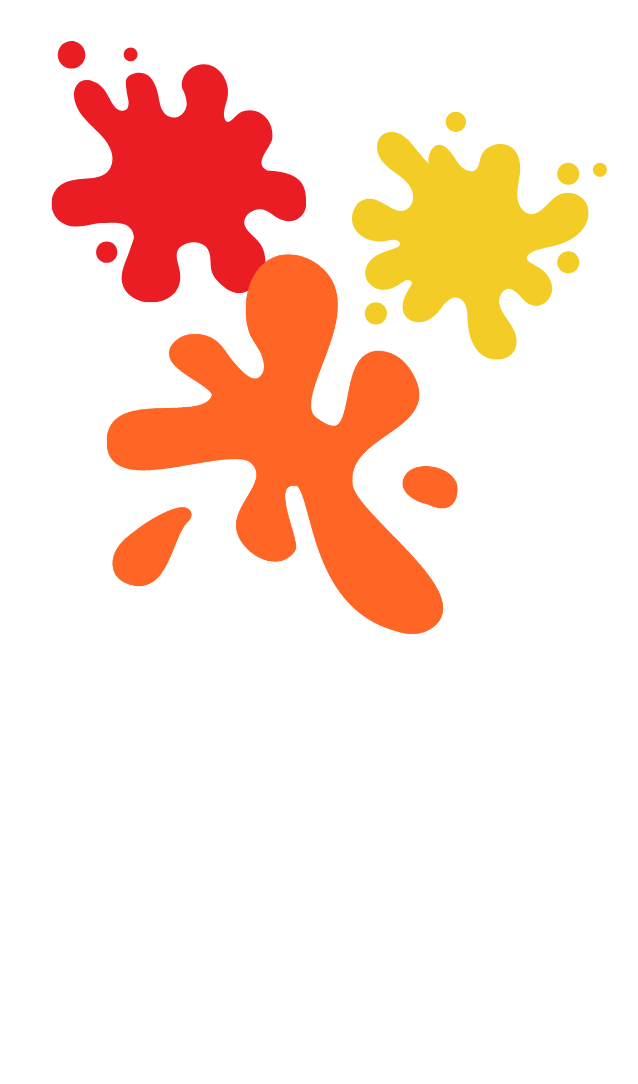Red, Yellow and Orange paint splatters