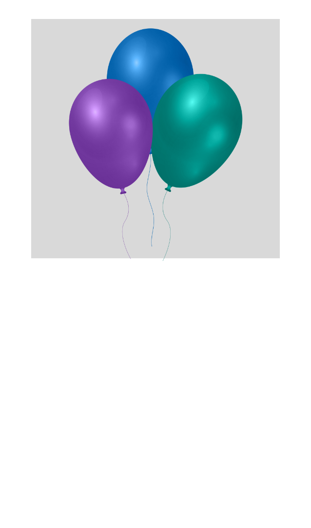 a purple, blue and green balloon on a light gray background