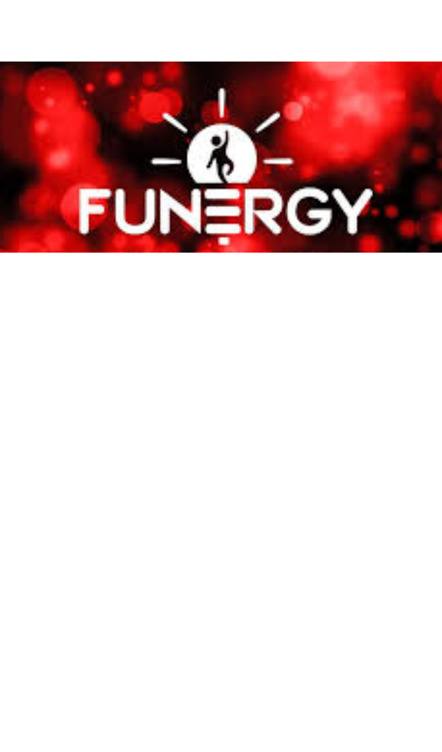 Red and black backgroudn with the for Funergy under a lightbulb