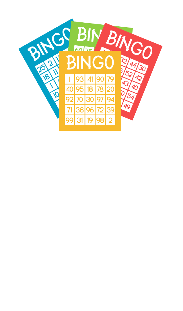Blue, Green, Red and Yellow Bingo cards