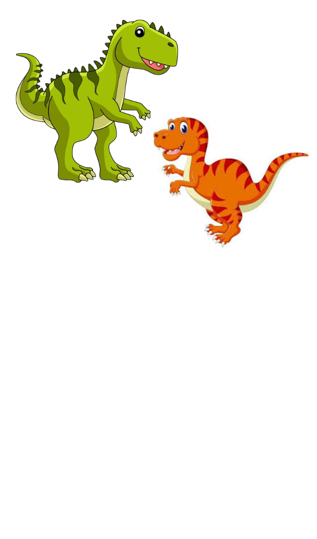 Green t-rex and Orange raptor dinosaur