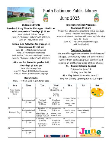 Back of NB Library Newsletter for June