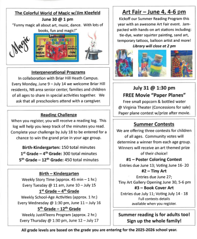 Color Our World Summer Reading Kids Flyer inside