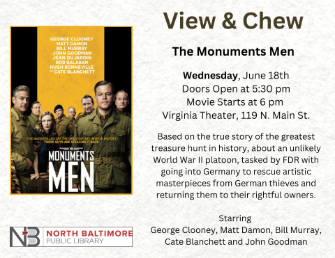 View & Chew June 2025 poster for The Monuments Men