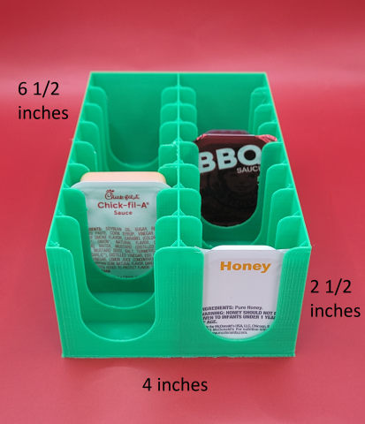 Condiment holder horizontal with dimenstions