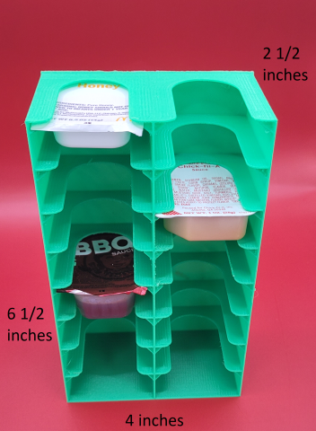 Condiment cup holder vertical with dimensions