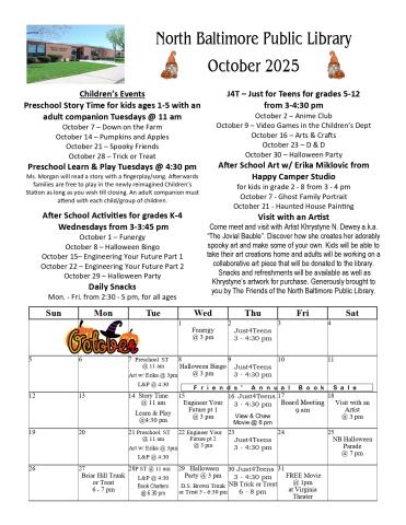 October Newsletter Back Page