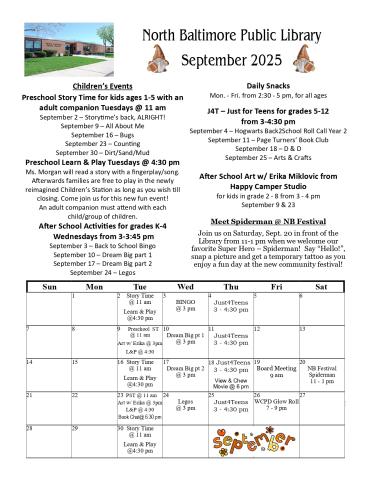 September Newsletter Back Page