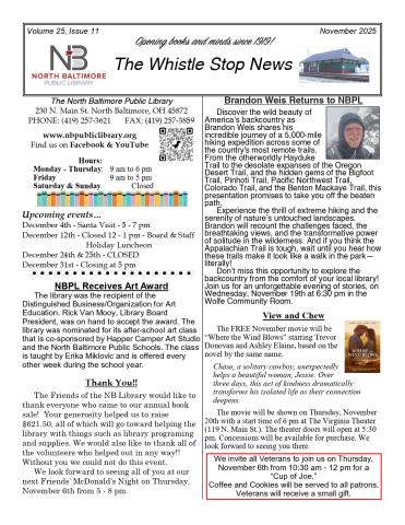 Front page of the November Newsletter 2025