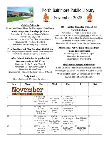 Back page of the November Newsletter 2025