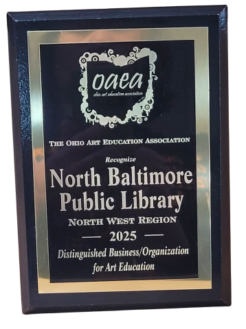 Picture of the OAEA Distinguished Business / Organization for Art Education Award given to North Baltimore Public Library