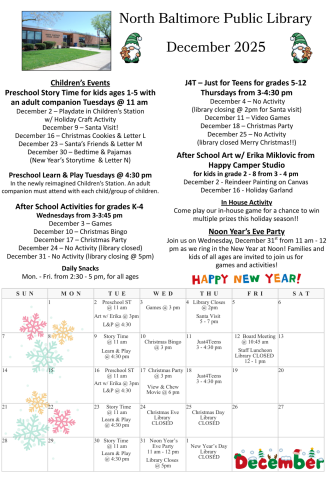 Back page of December 2025 Newsletter