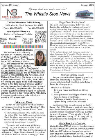 Front page of January 2026 Newsletter