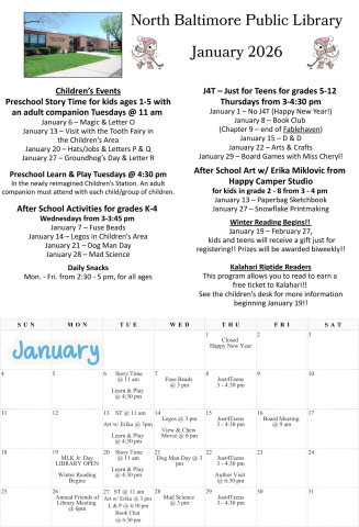 Back page of January 2026 Newsletter