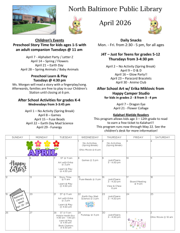 April 2026 Newsletter - Back Page