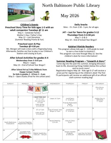 Back page of May 2026 Newsletter