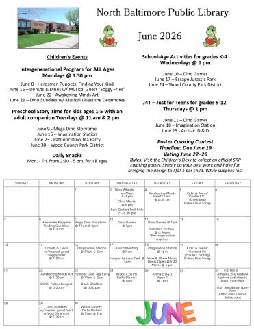 Back page of June 2026 Newsletter