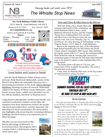Front page of July 2026 Newsletter