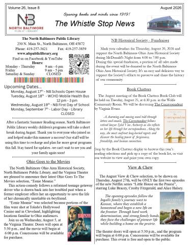 Front page of August 2026 Newsletter