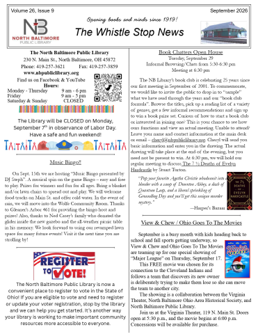 Front page of Setptember 2026 Newsletter